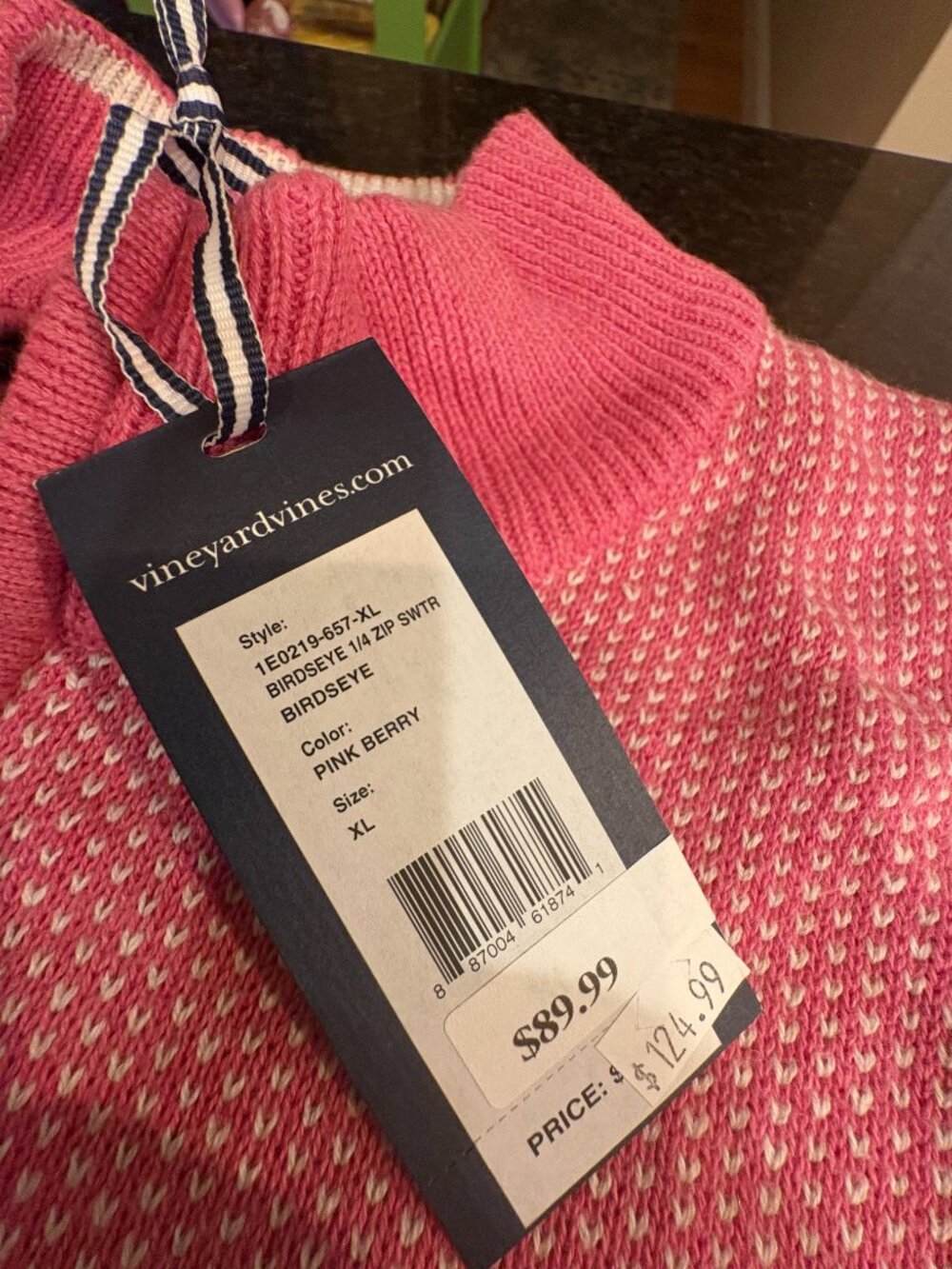 Vineyard Vines - Cashmere Blend Pinkberry 1/4 Zip Sweater - Picture 4 of 5